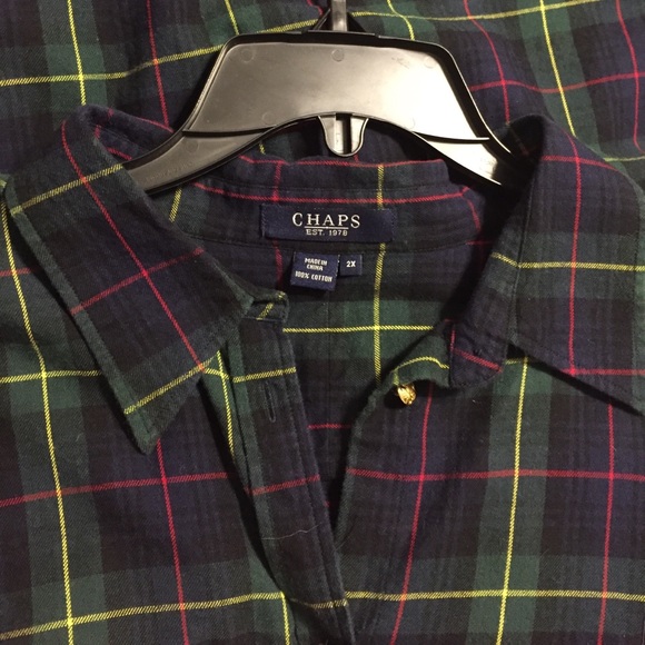 Chaps Plaid Button Down Top - Picture 6 of 6
